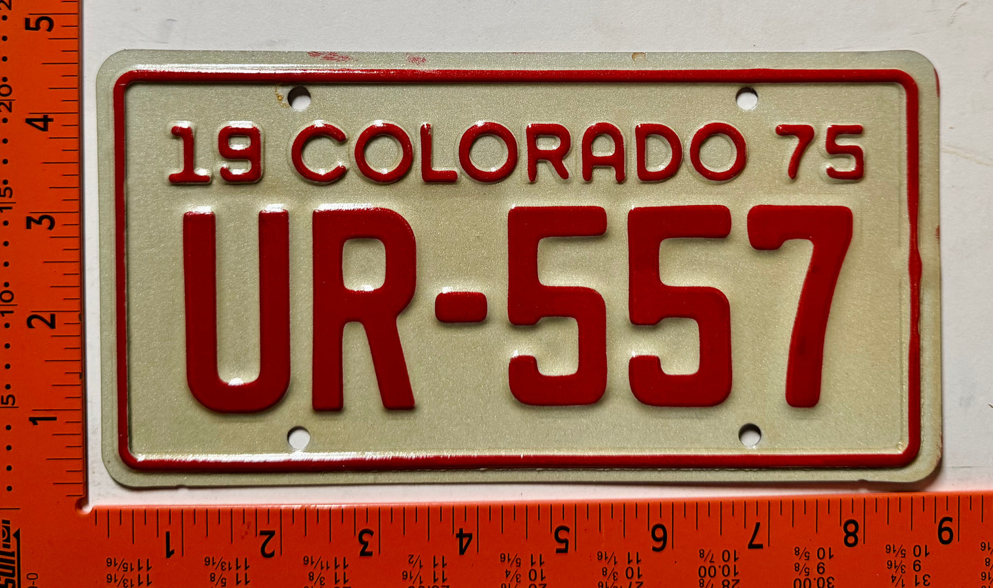 1975 Colorado #UR-557 Motorcycle License Plate