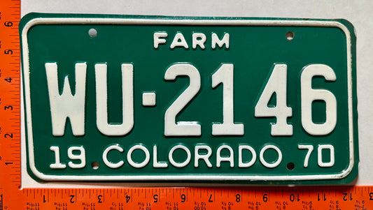 1970 Colorado #WU-2146 Farm License Plate