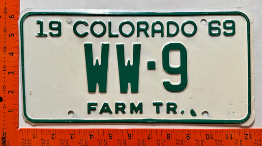 1969 Colorado #WW-9 Farm Tractor License Plate