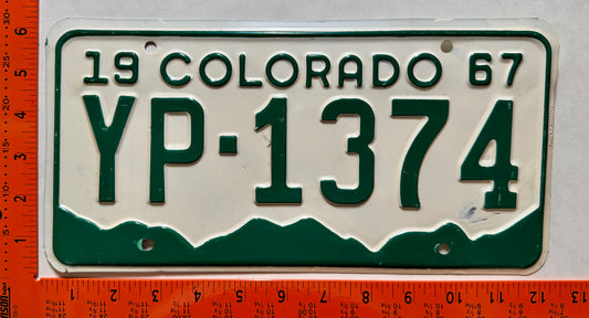 1967 Colorado #YP-1374 Passenger License Plate