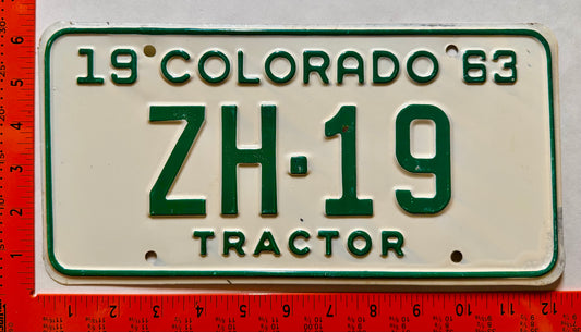 1963 Colorado #ZH-19 Tractor License Plate