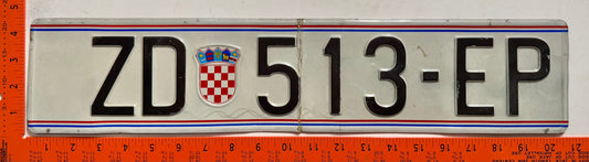 1992 series Croatia #ZD 513-EP Passenger License Plate