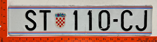 1992 series Croatia #ST 110-CJ Passenger License Plate