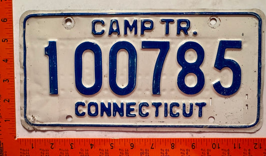 undated Connecticut #100785 Camp Trailer License Plate