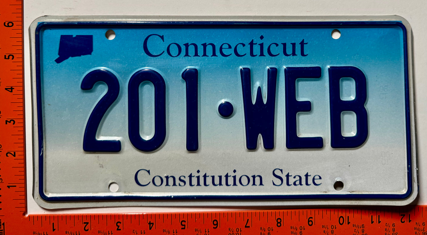 undated Connecticut #201-WEB Passenger License Plate