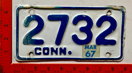 1967 Connecticut #2732 Motorcycle License Plate