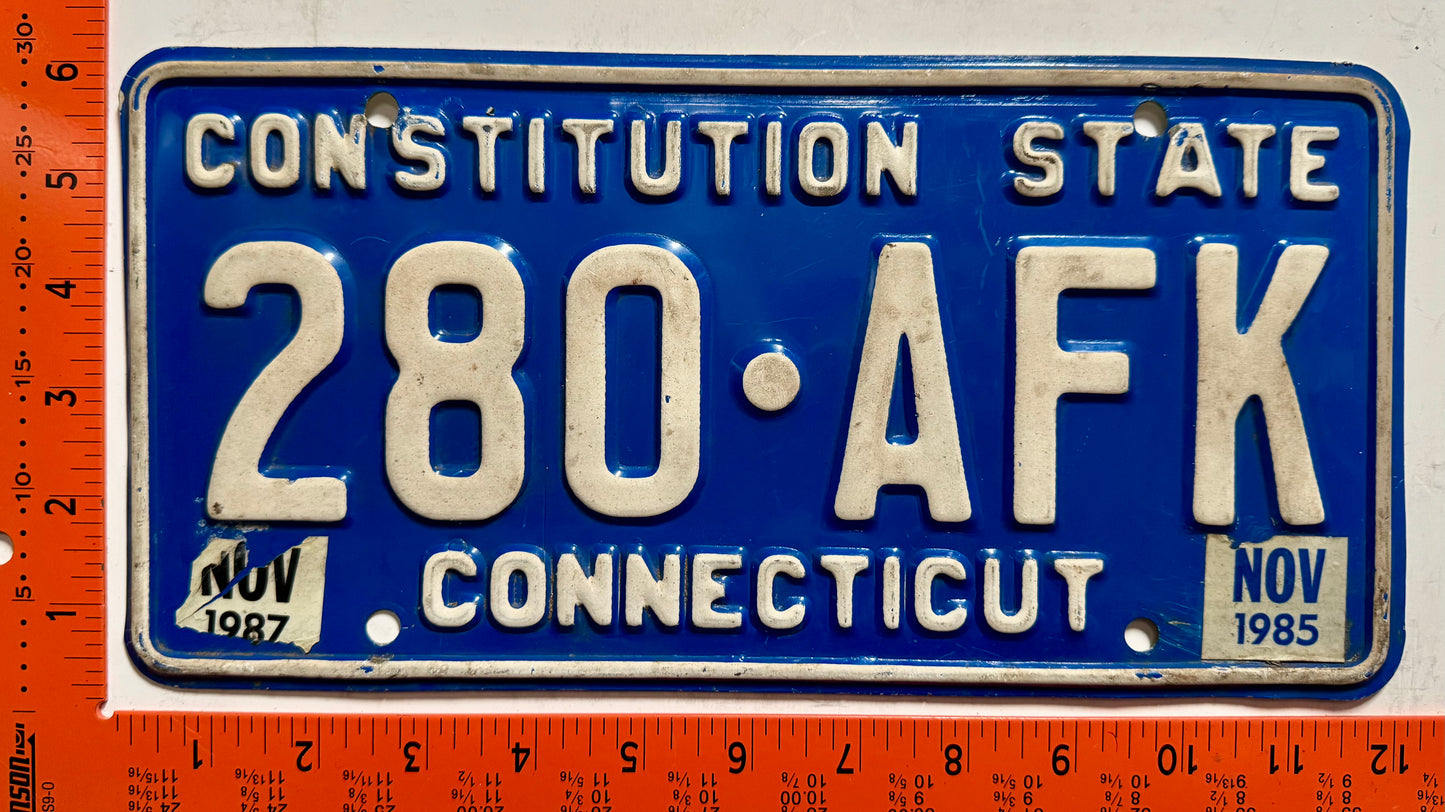 1985/1987 Connecticut #280-AFK Passenger License Plate