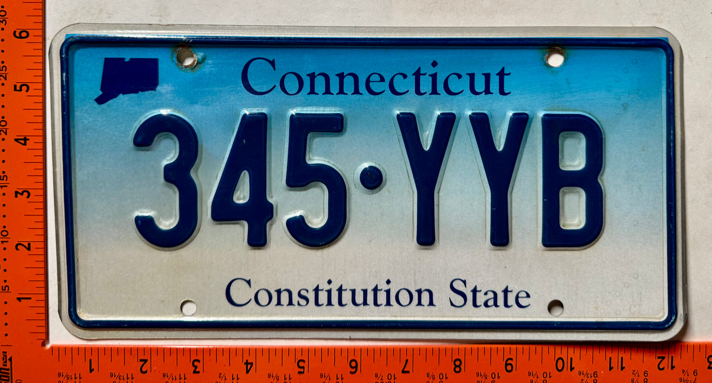 undated Connecticut #345-YYB Passenger License Plate