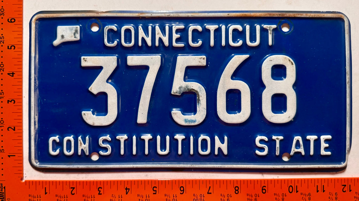 undated Connecticut #37568 Passenger License Plate