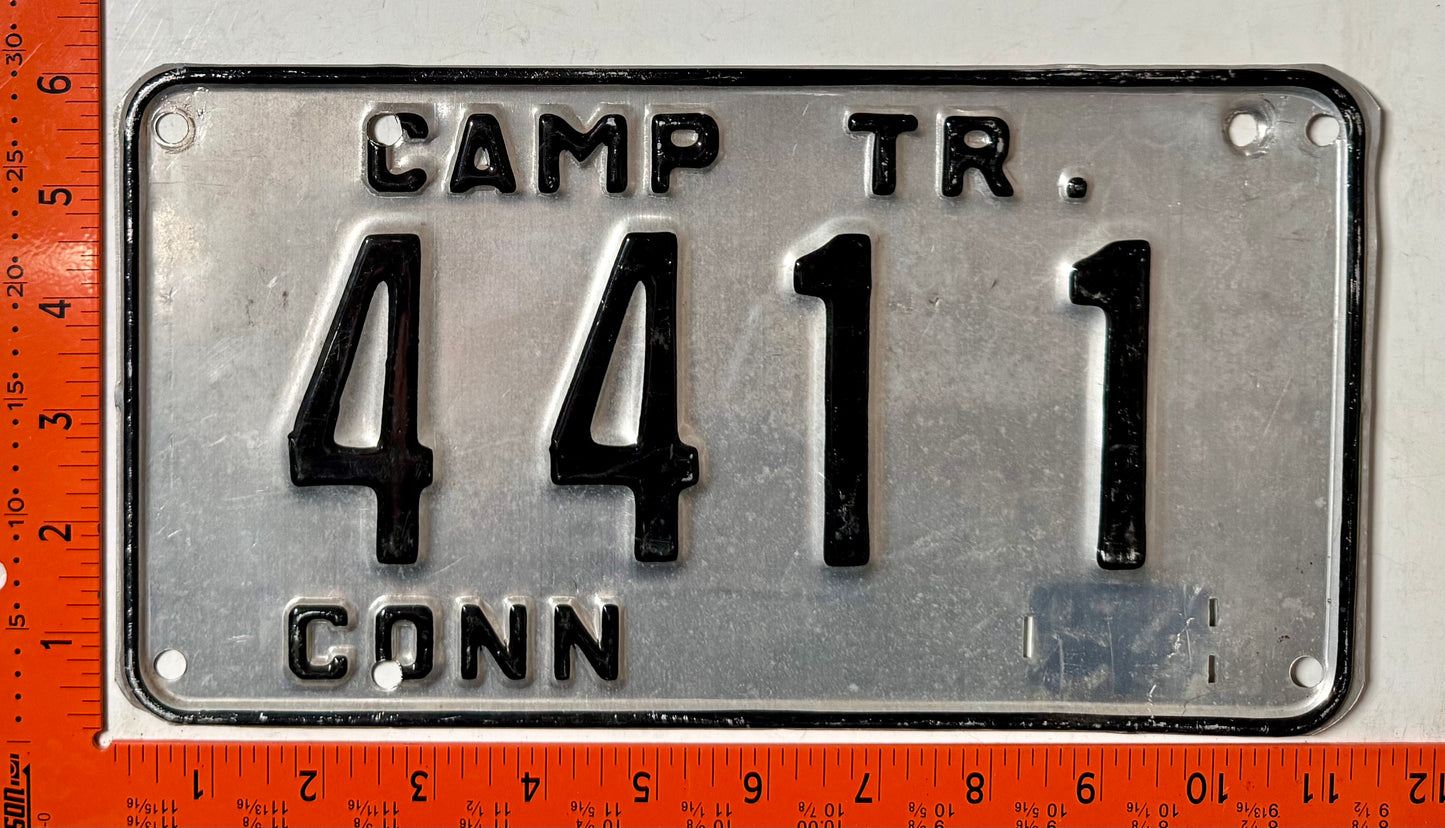 1950s Connecticut #4411 Camp Trailer License Plate