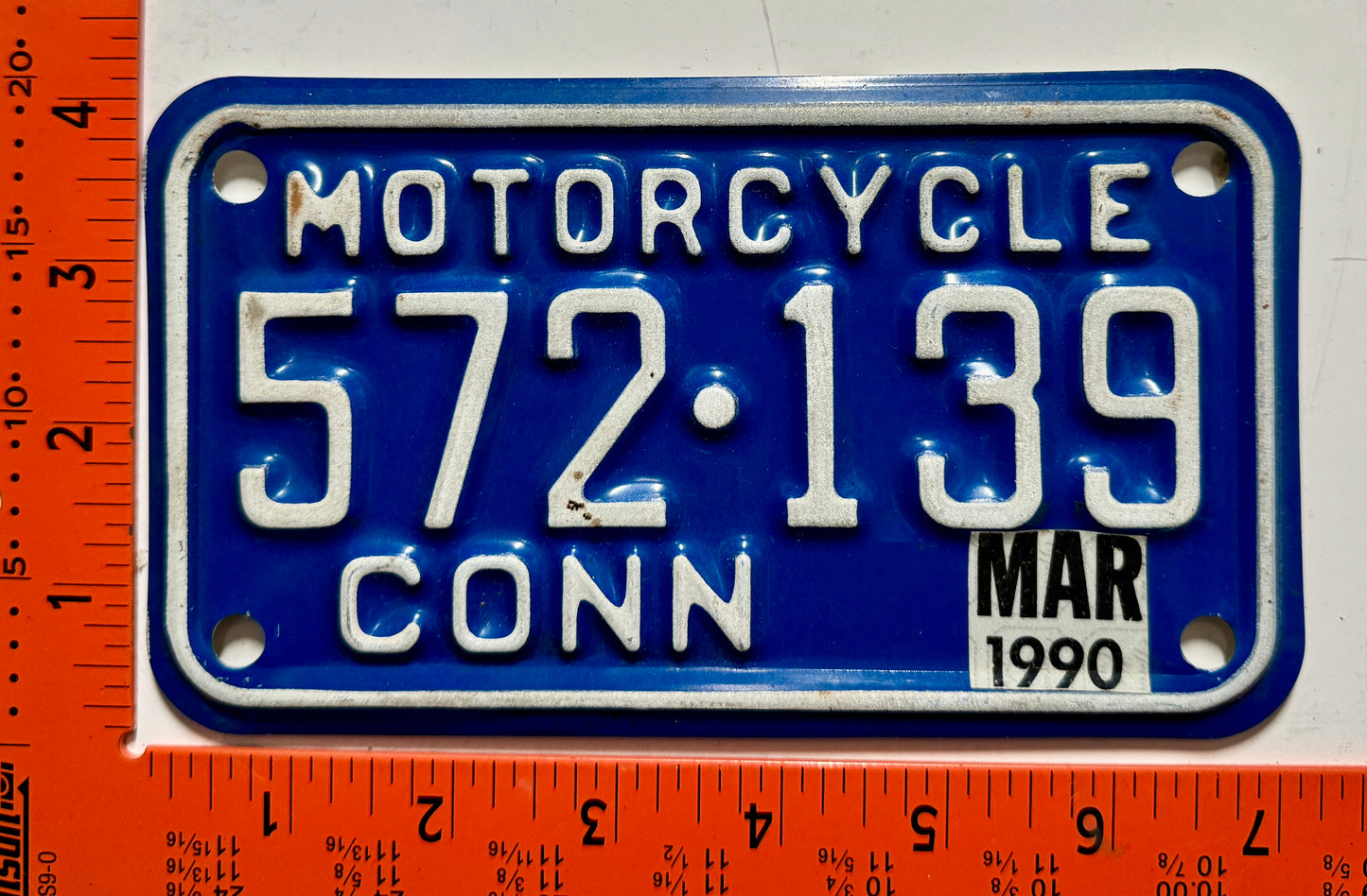 1990 Connecticut #572-139 Motorcycle License Plate
