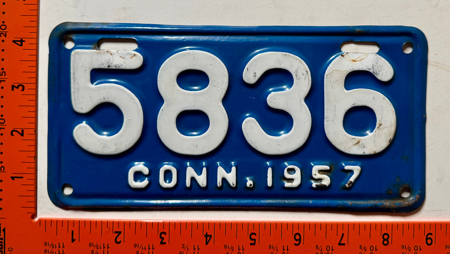 1957 Connecticut #5836 Motorcycle License Plate