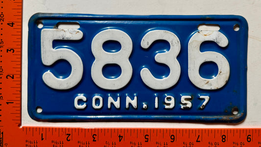 1957 Connecticut #5836 Motorcycle License Plate