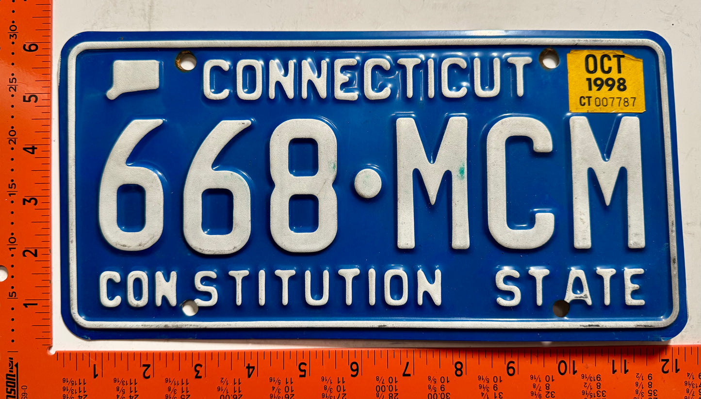 1998 Connecticut #668-MCM Passenger License Plate