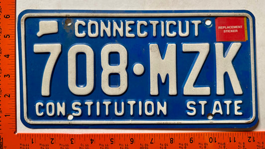 undated Connecticut #708-MZK Passenger License Plate