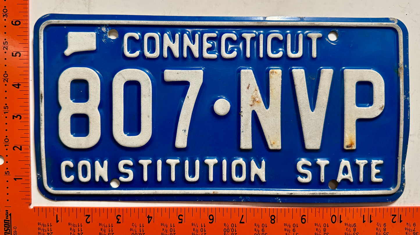 undated Connecticut #807-NVP Passenger License Plate