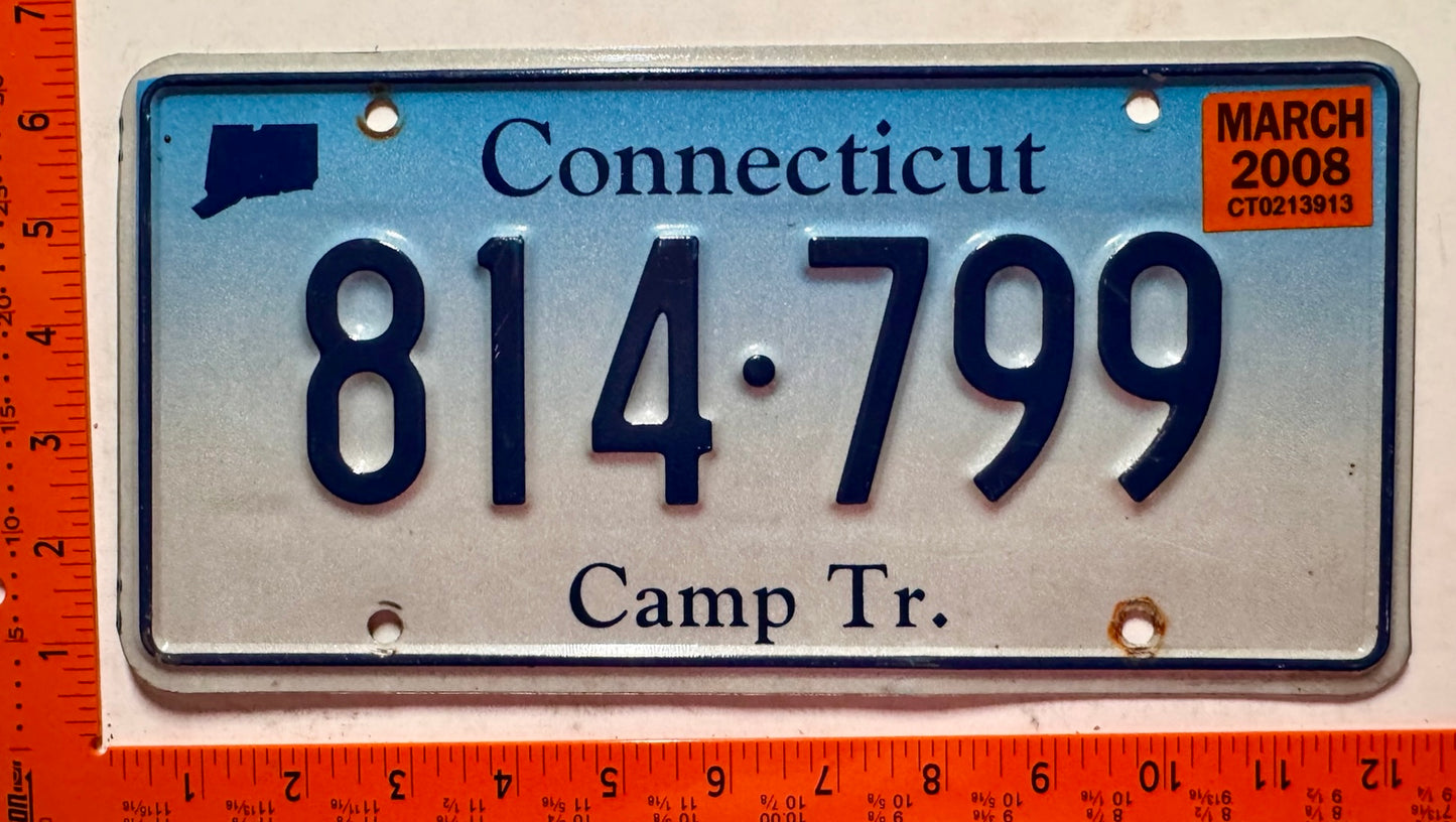 2008 Connecticut #814-799 Camp Trailer License Plate
