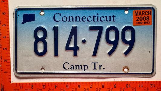 2008 Connecticut #814-799 Camp Trailer License Plate