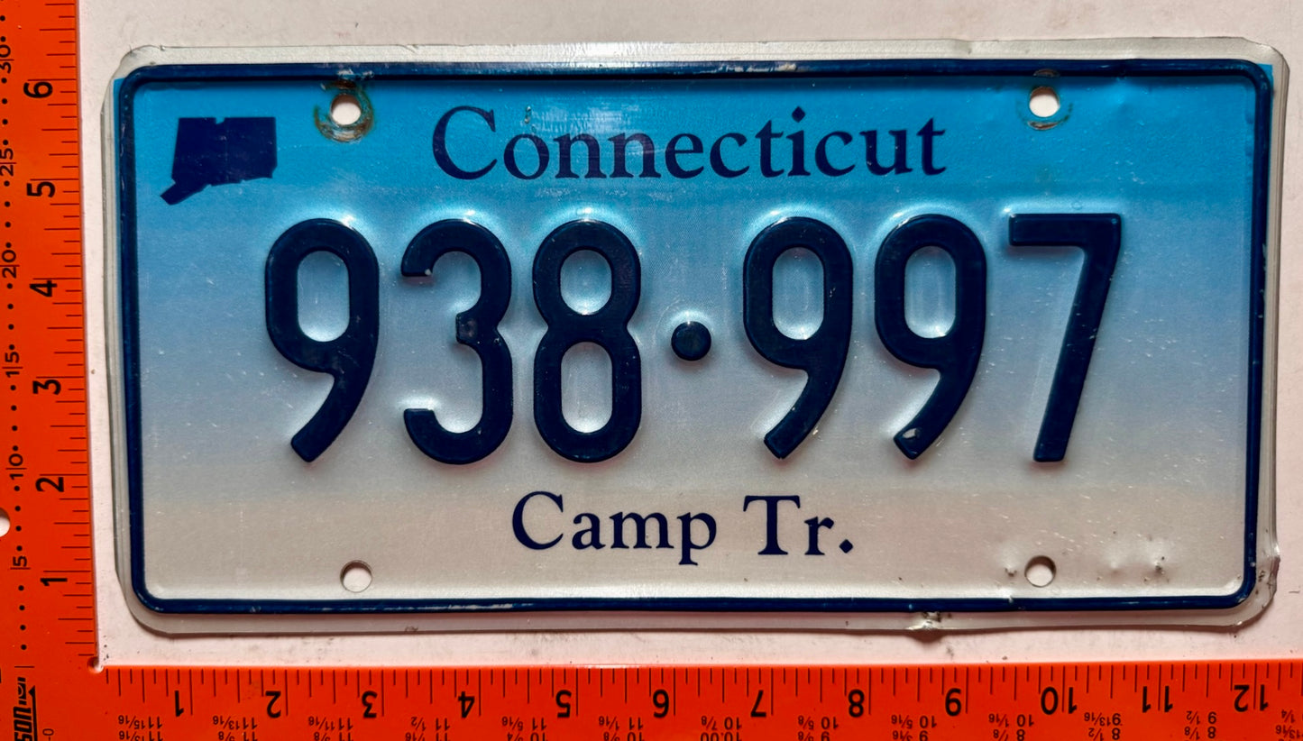 undated Connecticut #938-997 Camp Trailer License Plate