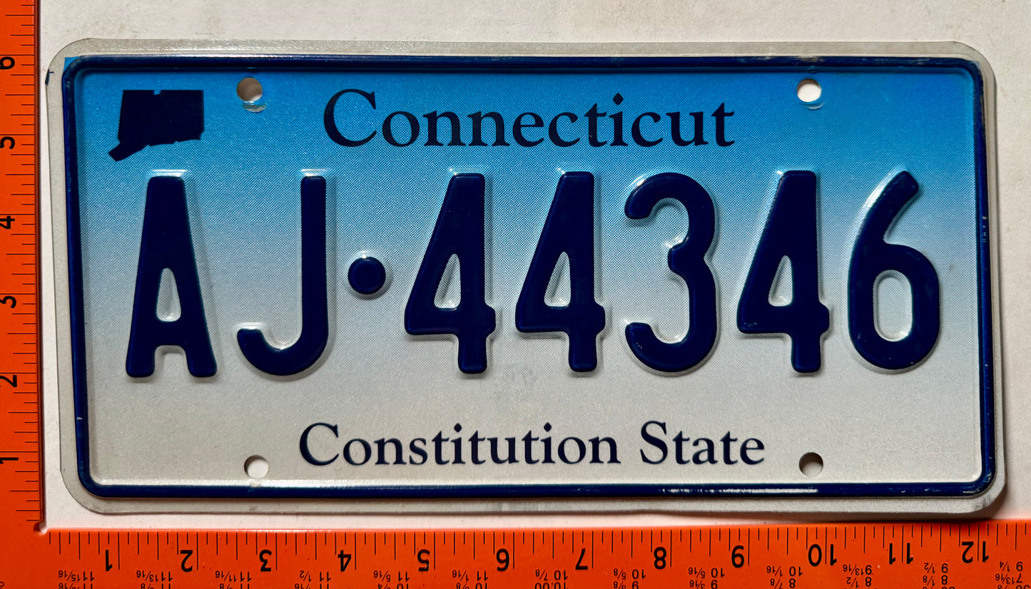 undated Connecticut #AJ-44346 Passenger License Plate