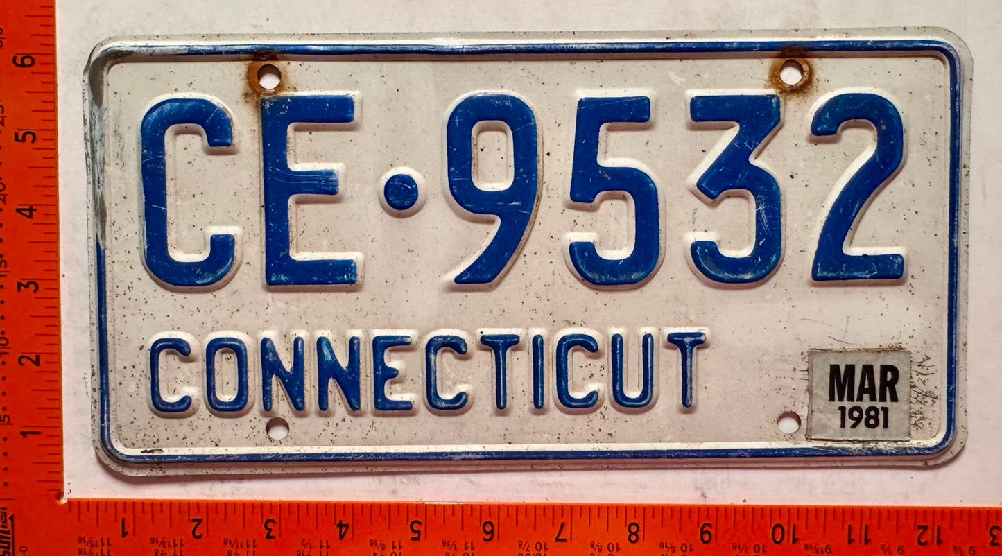 1981 Connecticut #CE-9532 Combination License Plate