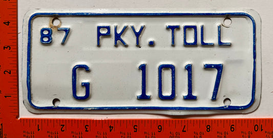 1987 Connecticut #G 1017 Merritt Parkway Toll Permit License Plate