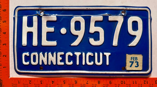 1973 Connecticut #HE-9579 Passenger License Plate
