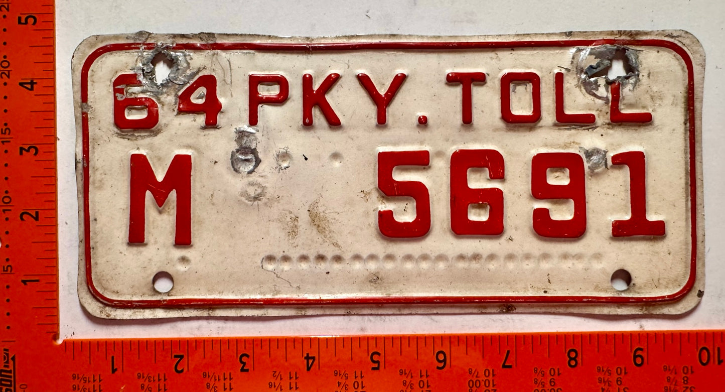 1964 Connecticut #M 5691 Merritt Parkway Toll Permit License Plate