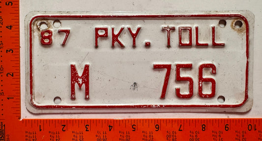 1987 Connecticut #M 756 Merritt Parkway Toll Permit License Plate