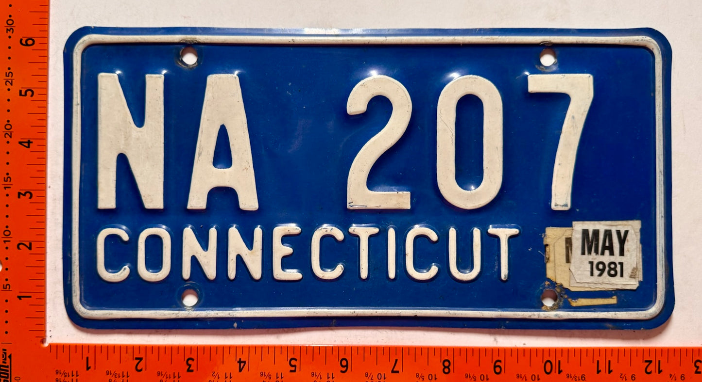 1981 Connecticut #NA 207 Passenger License Plate
