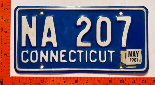 1981 Connecticut #NA 207 Passenger License Plate
