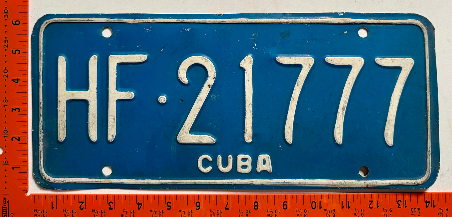 1978 base Cuba #HF-21777 State-Owned Car License Plate
