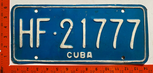 1978 base Cuba #HF-21777 State-Owned Car License Plate