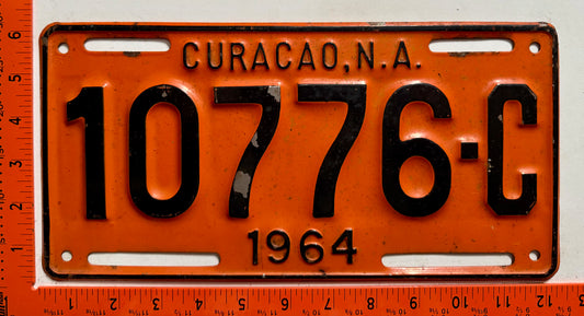 1964 Curacao #10776-C Passenger License Plate