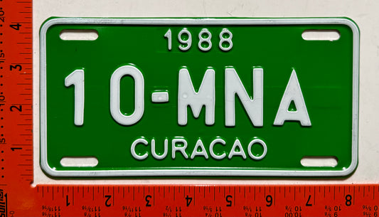 1988 Curacao #10-MNA Government Motorcycle License Plate