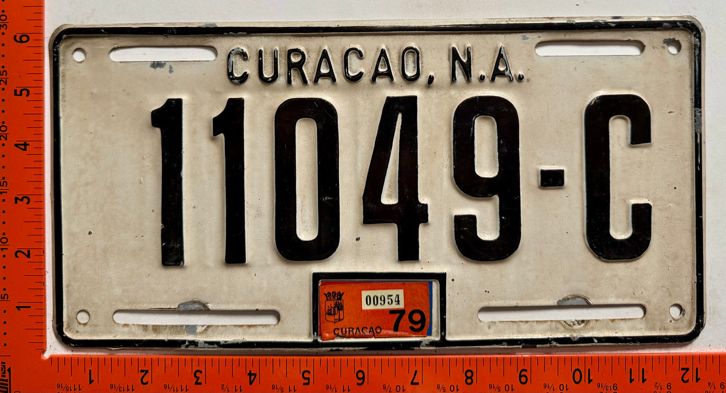 1979 Curacao #11049-C Passenger License Plate