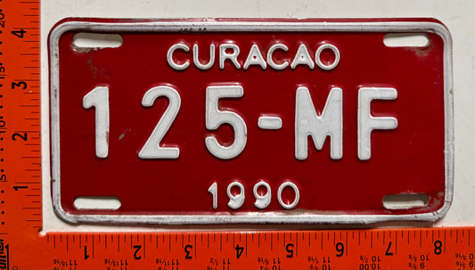 1990 Curacao #125-MF Motorcycle License Plate