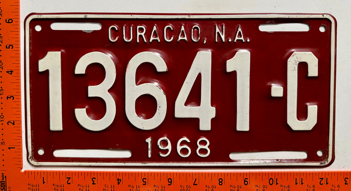 1968 Curacao #13641-C Passenger License Plate