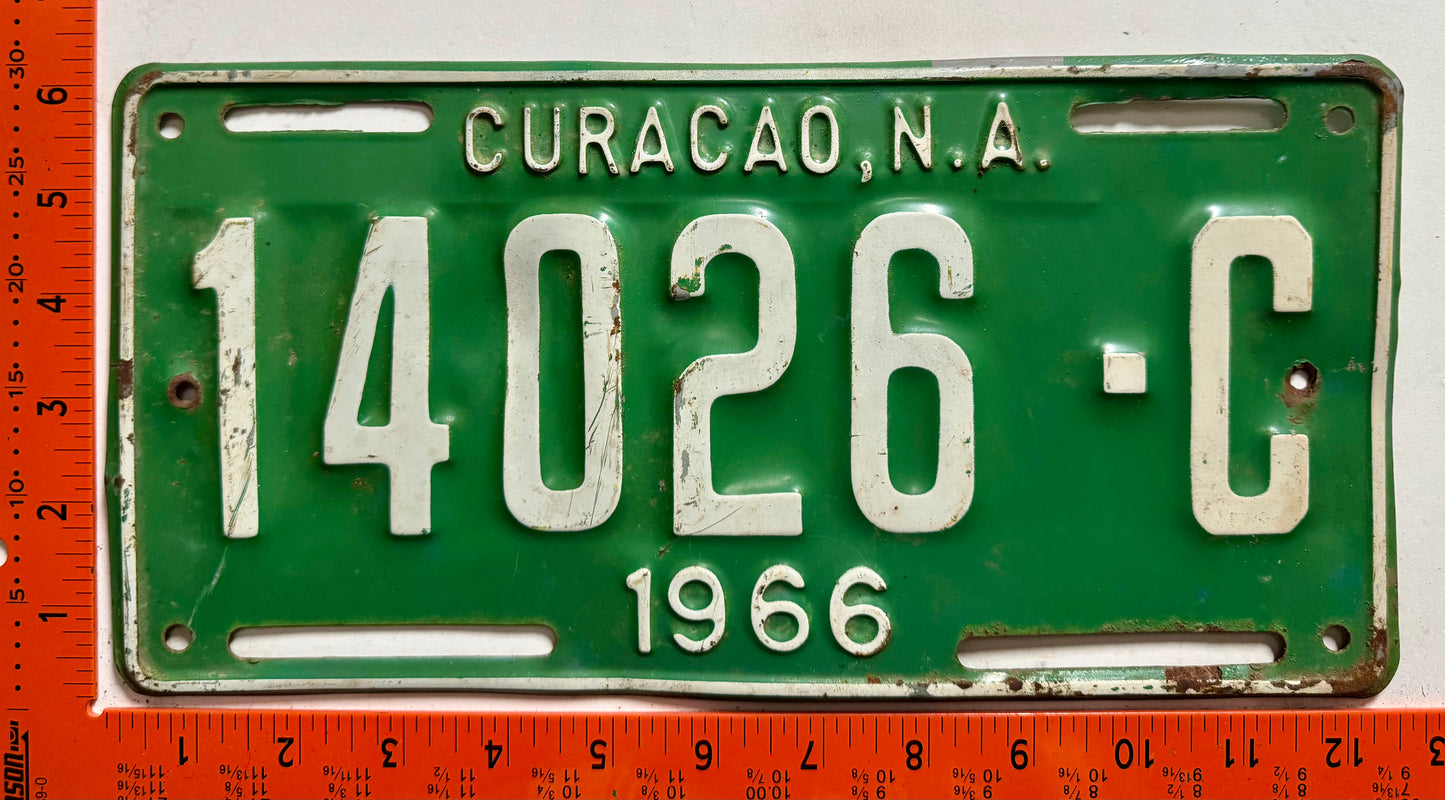 1966 Curacao #14026-C Passenger License Plate