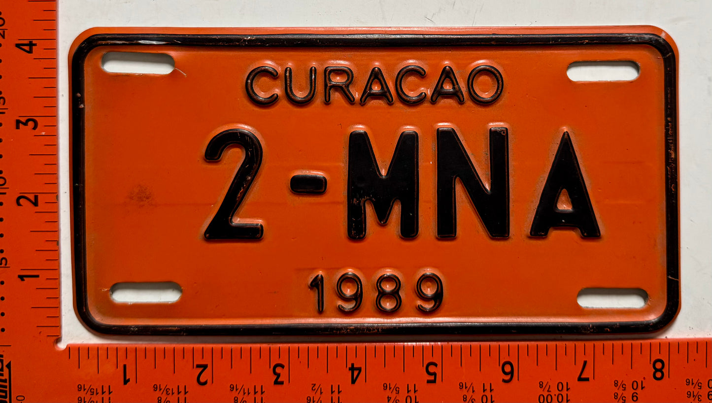 1989 Curacao #2-MNA Government Motorcycle License Plate