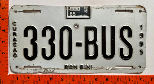 1985 Curacao #330-BUS Bus License Plate