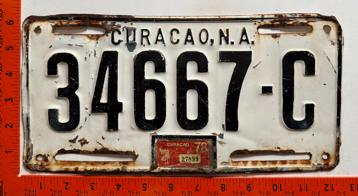 1978 Curacao #34667-C Passenger License Plate