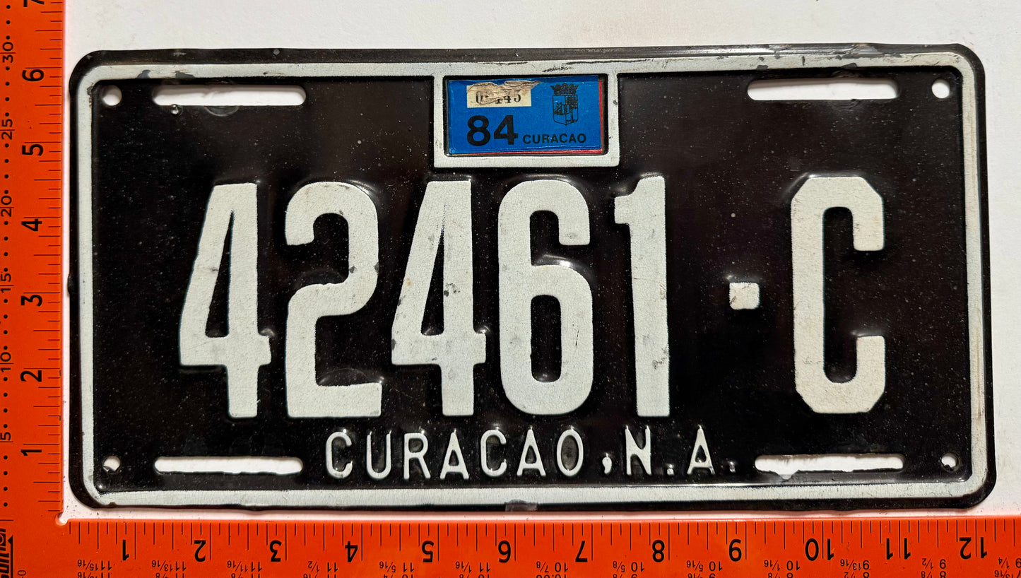 1984 Curacao #42461-C Passenger License Plate