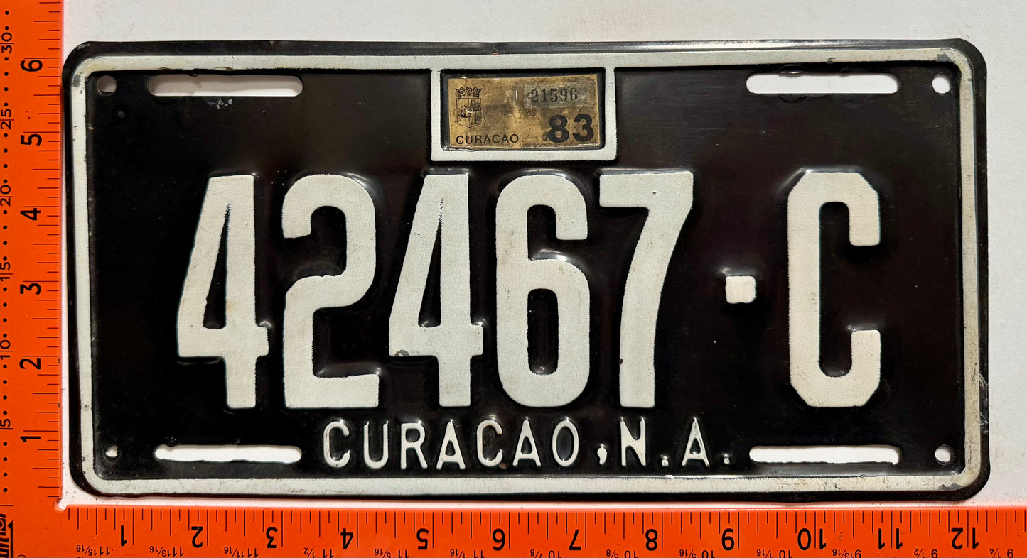 1983 Curacao #42467-C Passenger License Plate