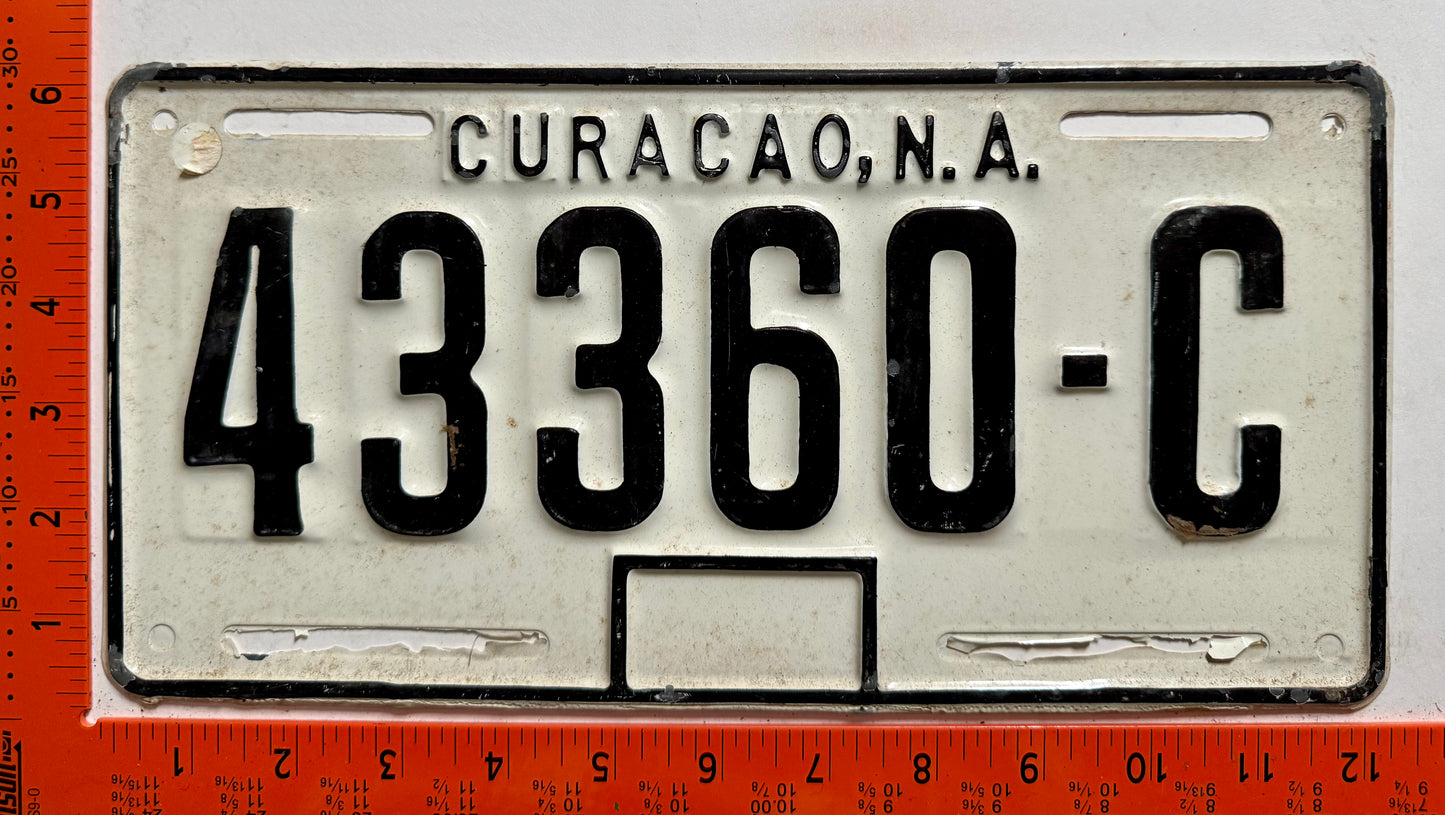 1979 base Curacao #43360-C Passenger License Plate