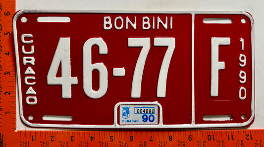 1990 Curacao #46-77 F Passenger License Plate