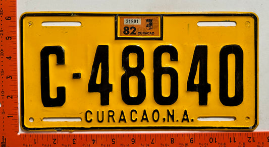 1982 Curacao #C-48640 Passenger License Plate