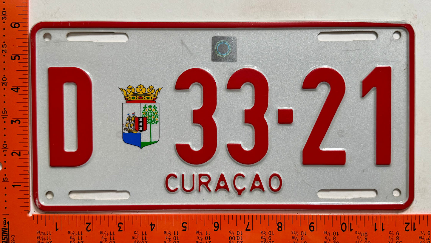 1996 base Curacao #D 33-21 Passenger License Plate