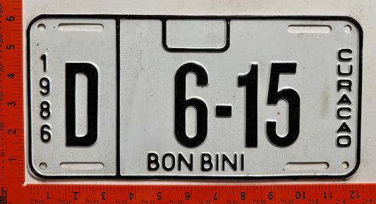 1986 Curacao #D 6-15 Passenger Error or Paint Test License Plate