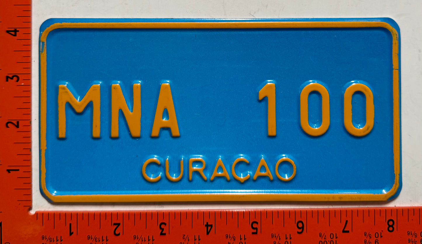 undated Curacao #MNA 100 Government Motorcycle License Plate